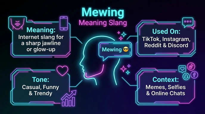 mewing meaning slang